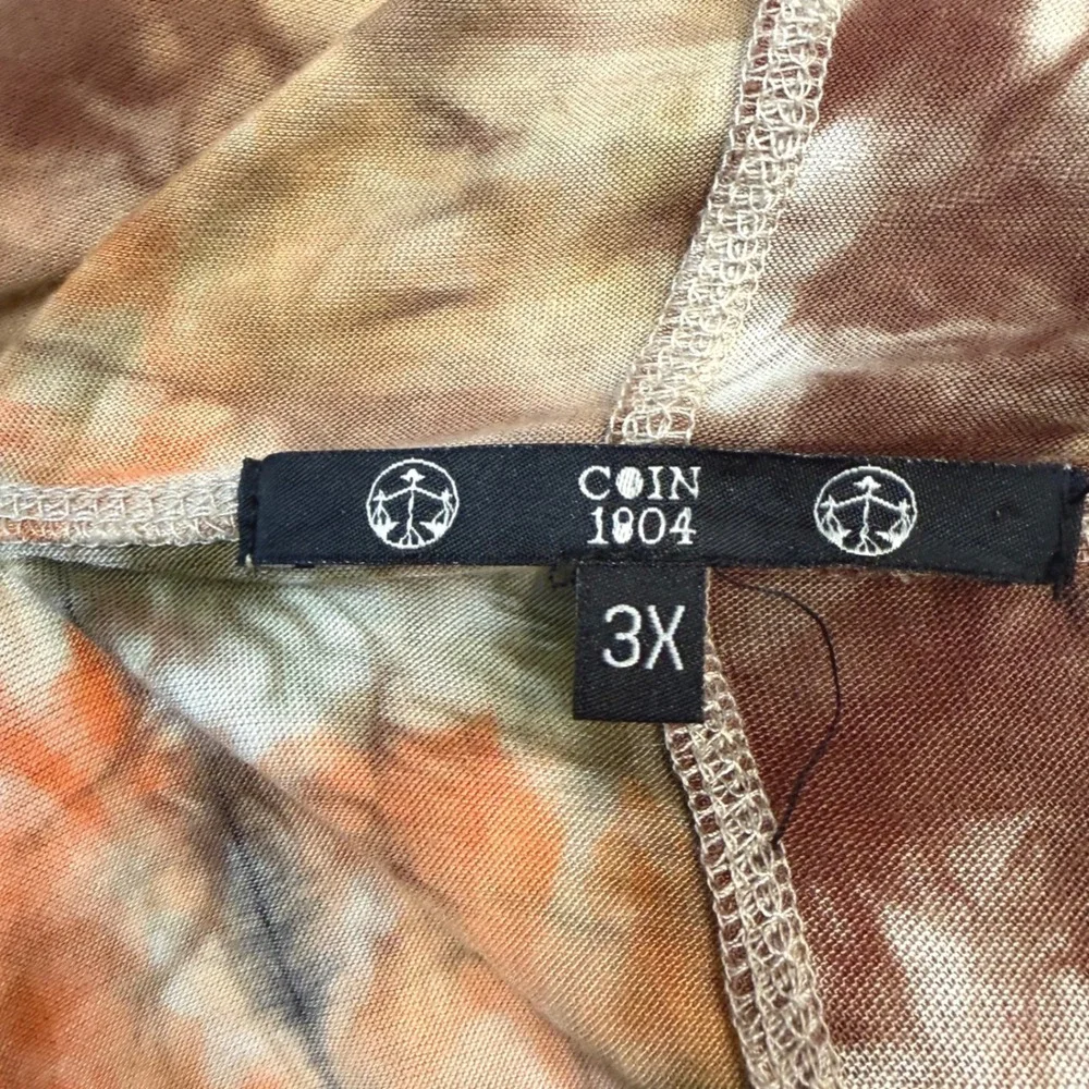 Coin 1804 3X Hooded Duster Kimono Tie Dye Waterfall Earth Tone Anthropologie - Picture 6 of 9